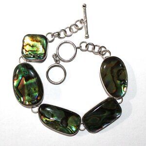 Lucas Lameth Coldwater Creek Sterling Silver Abalone Bracelet 8 Inches